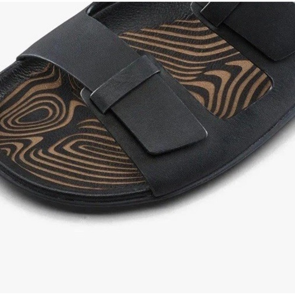 Vivobarefoot Sensus Yin Slides Black Leather Sandals Shoes NIB 37 - Picture 3 of 11